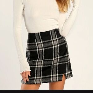 Lulus Plaid Black and White Women's Skirt